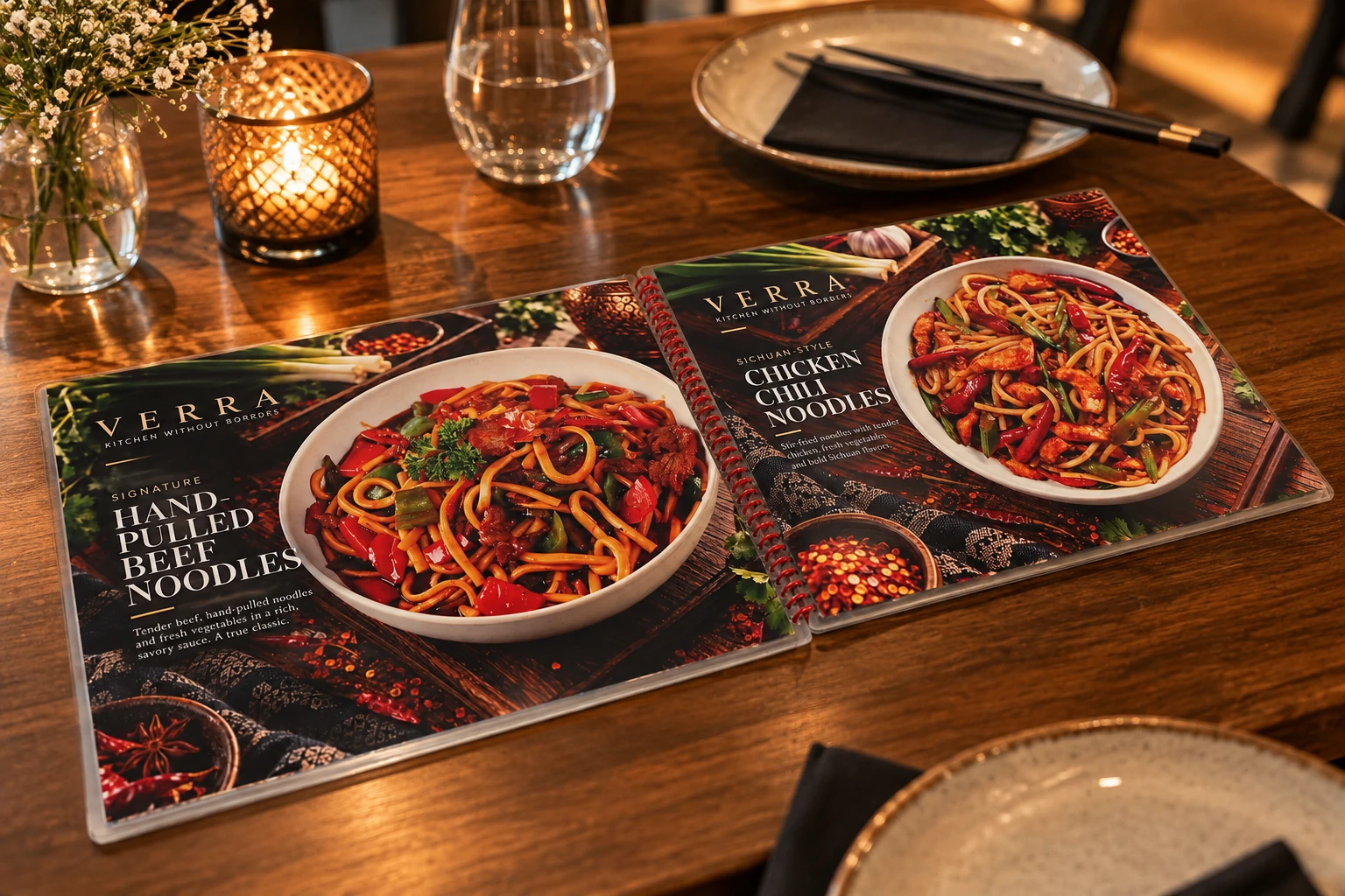 Restaurant menu and food presentation created as part of a MenuGo visual campaign